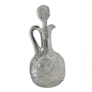Vintage 1900s Crystal Hand Cut Clear Glass Crystal Cruet Decanter